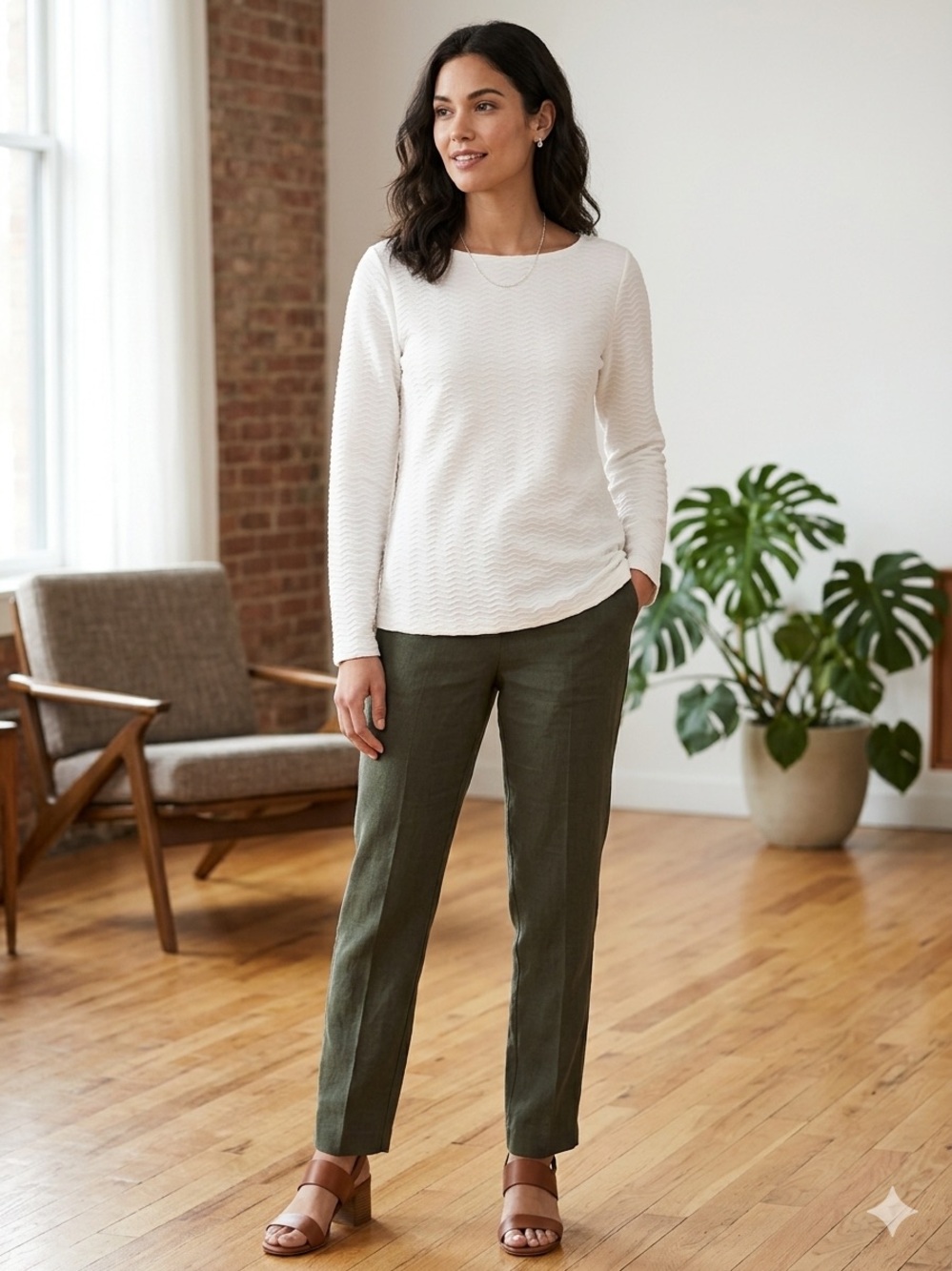 J.JILL White Textured Long Sleeve
Top